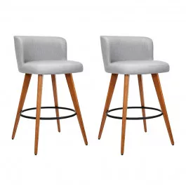 2x Linen Padded Bar Stools