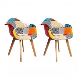 Set of 2 Retro Fabric Dining Chairs