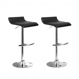 2x Adjustable Bar Stools Black
