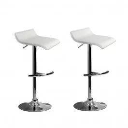2x Adjustable Bar Stools White