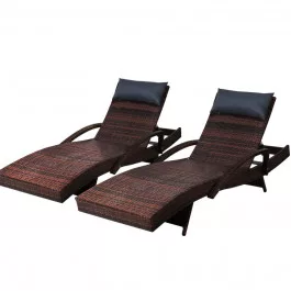 Set of 2 Sun Loungers Outdoor Brown