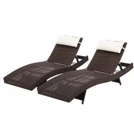 Outdoor Sun Lounger Rattan Brown