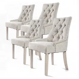 4 Set French Provincial Dining Chairs Cream