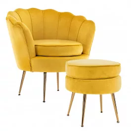 Scallop Armchair with Round Ottoman