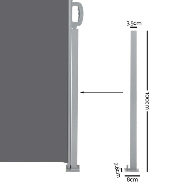 2x6M Retractable Side Awning Grey - Image 3