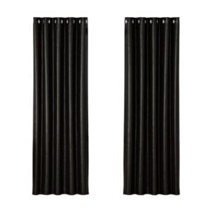 Blackout Window Curtains Eyelet 180x213cm Black x2
