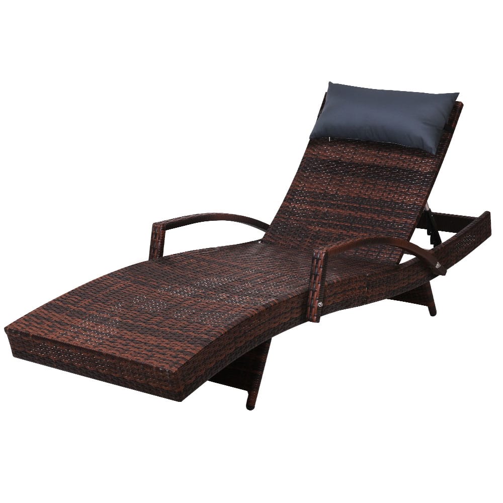 Sun Lounger Adjustable Brown