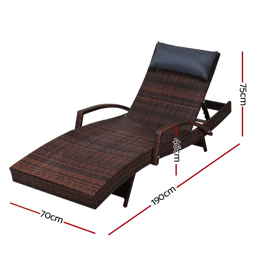 Sun Lounger Adjustable Brown - Image 2