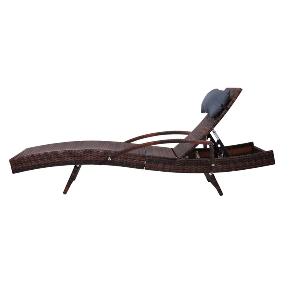 Sun Lounger Adjustable Brown - Image 3