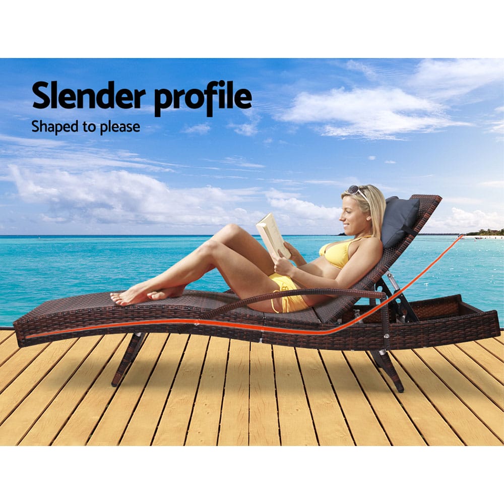 Sun Lounger Adjustable Brown - Image 4