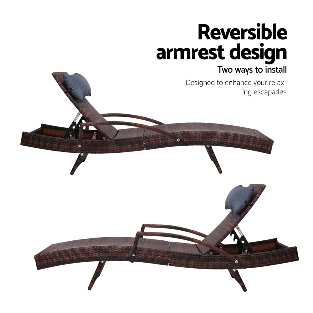 Sun Lounger Adjustable Brown - Image 7