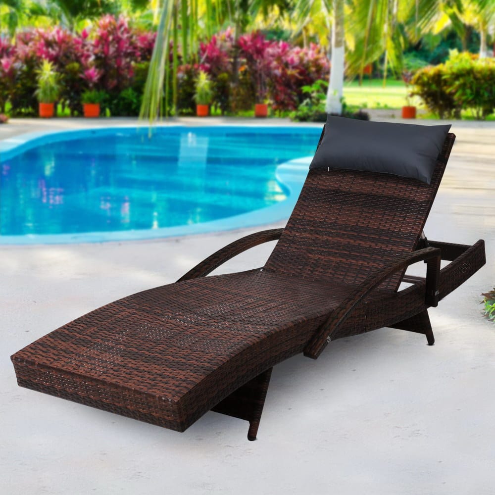 Sun Lounger Adjustable Brown - Image 8
