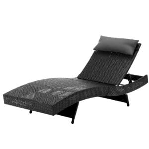 Wicker Sun Lounger Black