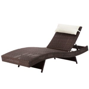 Wicker Sun Lounger Brown