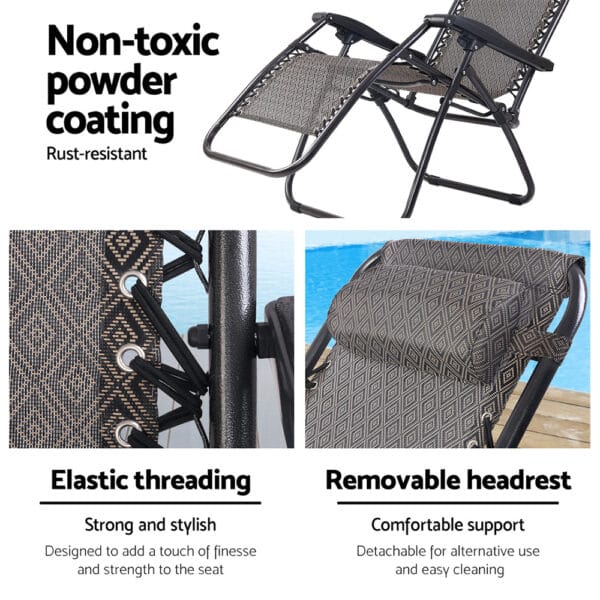 2pc Zero Gravity Chairs Beige - Image 6