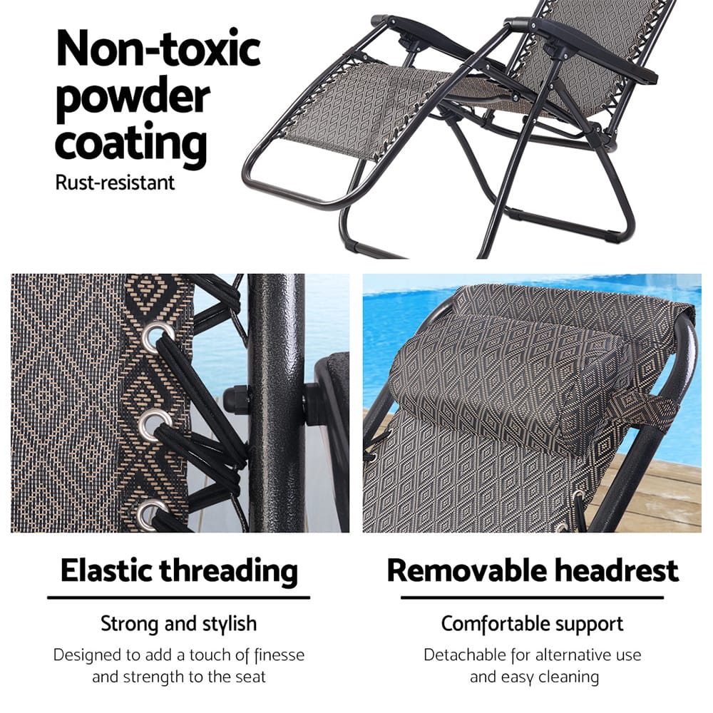 2pc Zero Gravity Chairs Beige - Image 6
