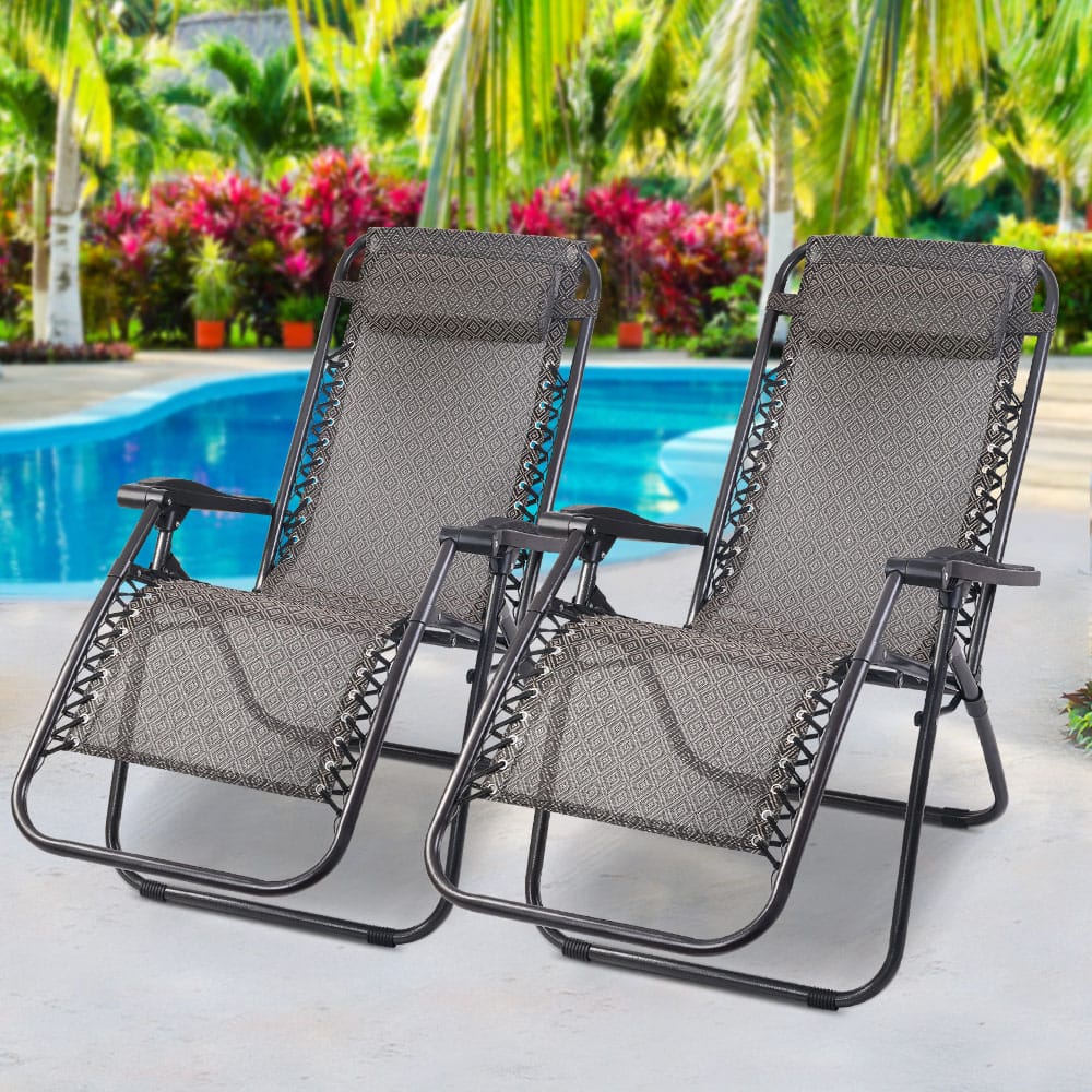 2pc Zero Gravity Chairs Beige - Image 8