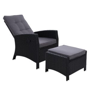 Recliner Chair with Ottoman Black