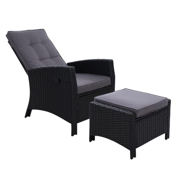 Recliner Chair with Ottoman Black