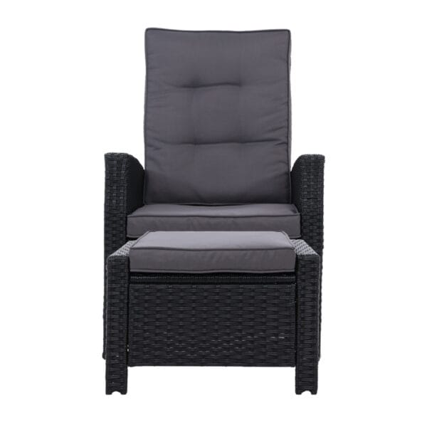 Recliner Chair with Ottoman Black - Image 3