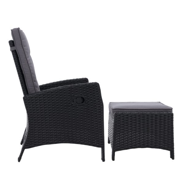 Recliner Chair with Ottoman Black - Image 4