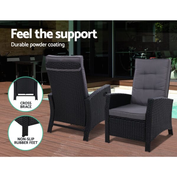 Recliner Chair with Ottoman Black - Image 10