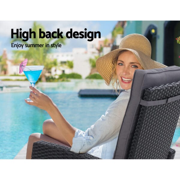 Recliner Chair with Ottoman Black - Image 11