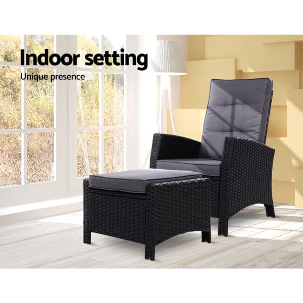 Recliner Chair with Ottoman Black - Image 12