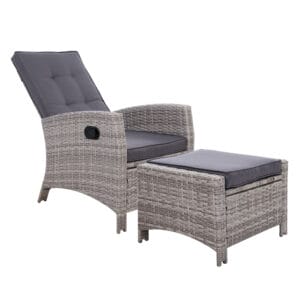 Recliner Chair with Ottoman Grey