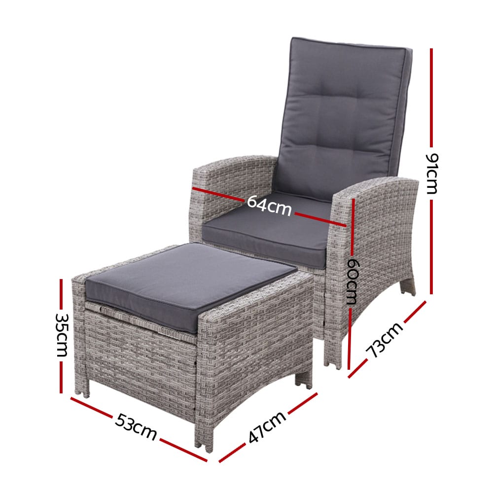 Recliner Chair with Ottoman Grey - Image 2