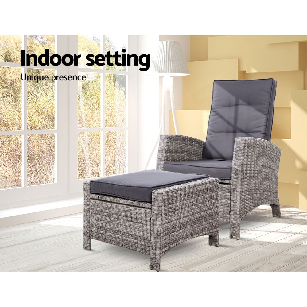 Recliner Chair with Ottoman Grey - Image 12