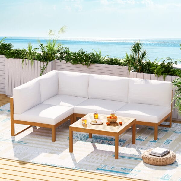 5pc Wooden Outdoor Sofa Set - Image 4