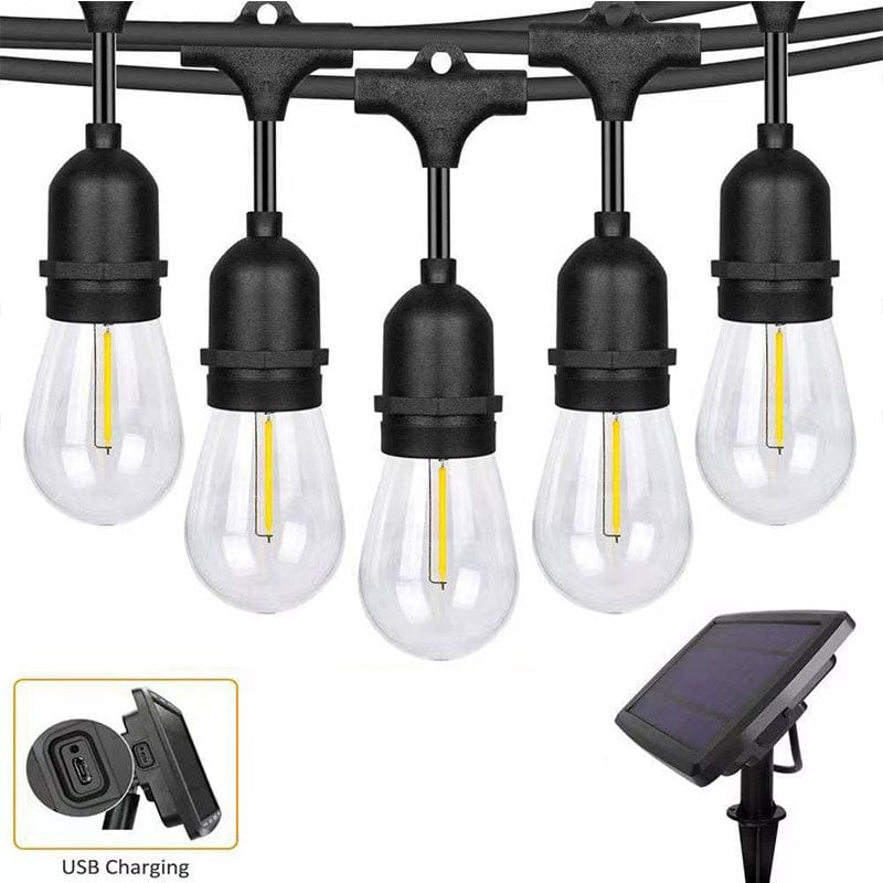 15m Solar Festoon String Lights Outdoors