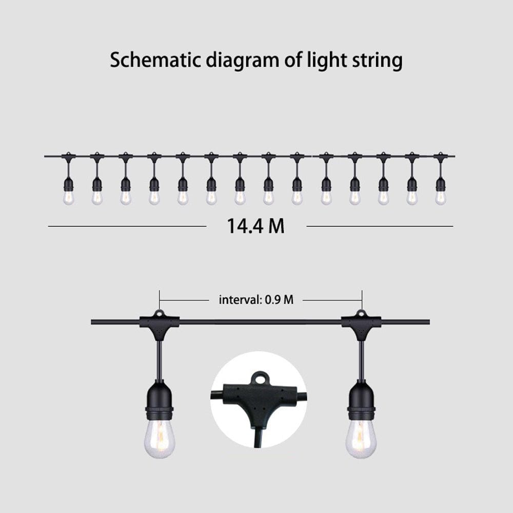 15m Solar Festoon String Lights Outdoors - Image 3