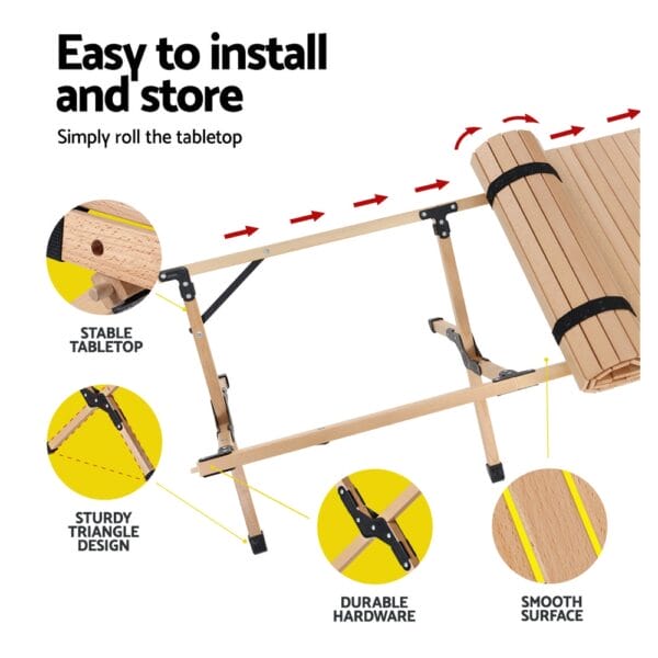 Portable Roll Up Picnic Table 120cm - Image 6